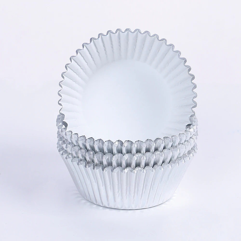 100Pcs Foil Cupcake Liners Metallic Muffin Paper Cases Baking Cups Gold Sliver Rose Gold Red  Wedding Birthday Party Supplies