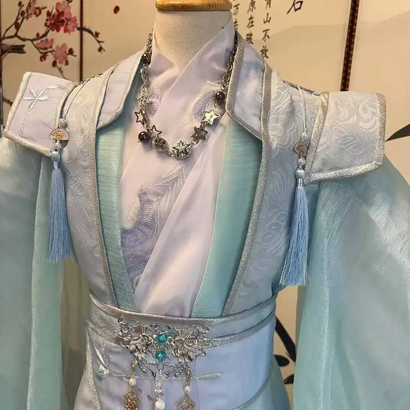 Customize Light Green Chinese Ancient Hanfu Unisex Extra large Elegant Prince Scholar Cosplay Costume Hanfu Plus Size 6XL