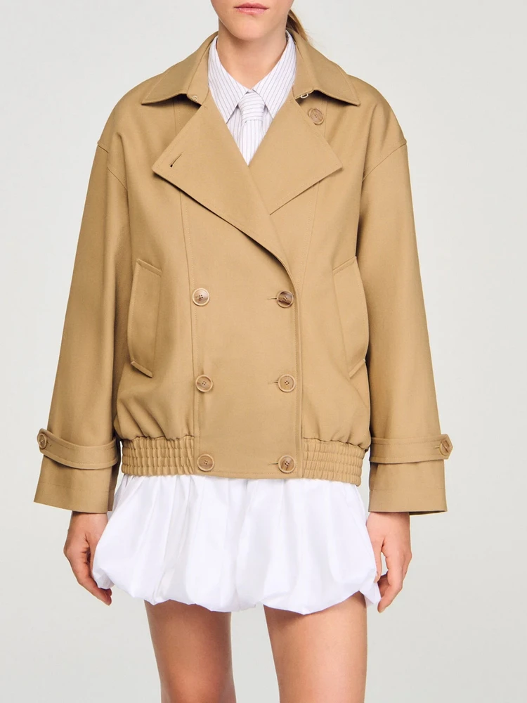 

S Home Ранняя осень 2025 Роскошный дизайн Свободный костюм Джанет Двубортный ор Ветровка Briti Sle Хлопок Длинный све