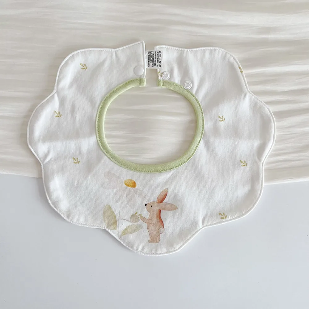

Cute Cartoon Anti-vomiting Bibs Flower Shape Cotton Yarn Baby Cotton Bibs Rotatable Round Neck Baby Drooling Bibs Infant