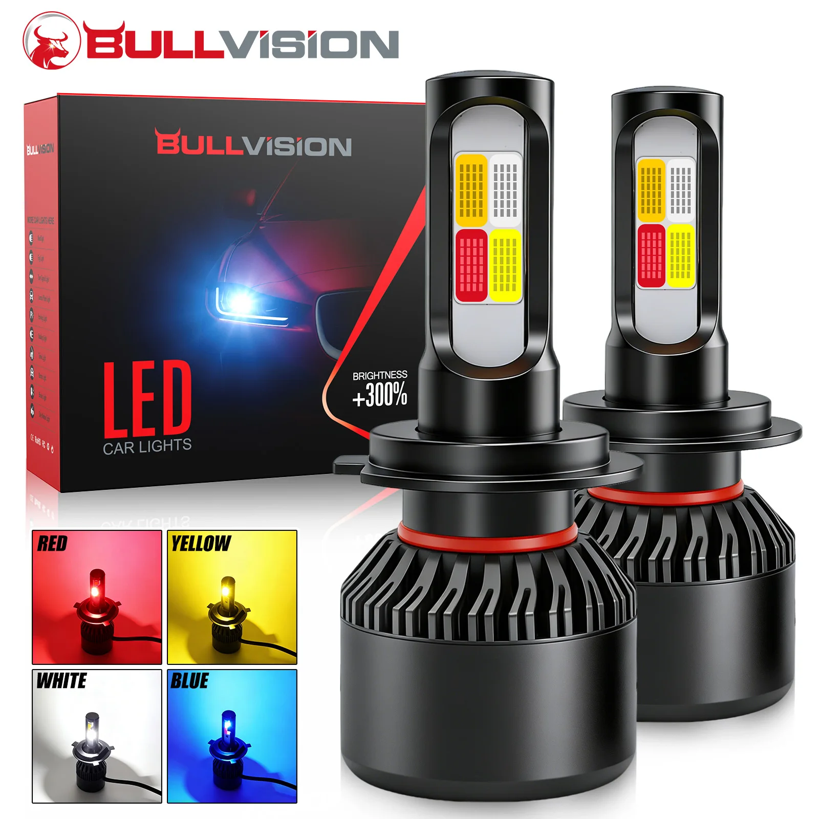 4Colors Strobe H7 H4 LED 110W Bulb Car Headlight H1 9005 HB3 9006 HB4 9012 Lamp Car Flashing Fog Light H8 H9 H11 LED Bulbs 12V