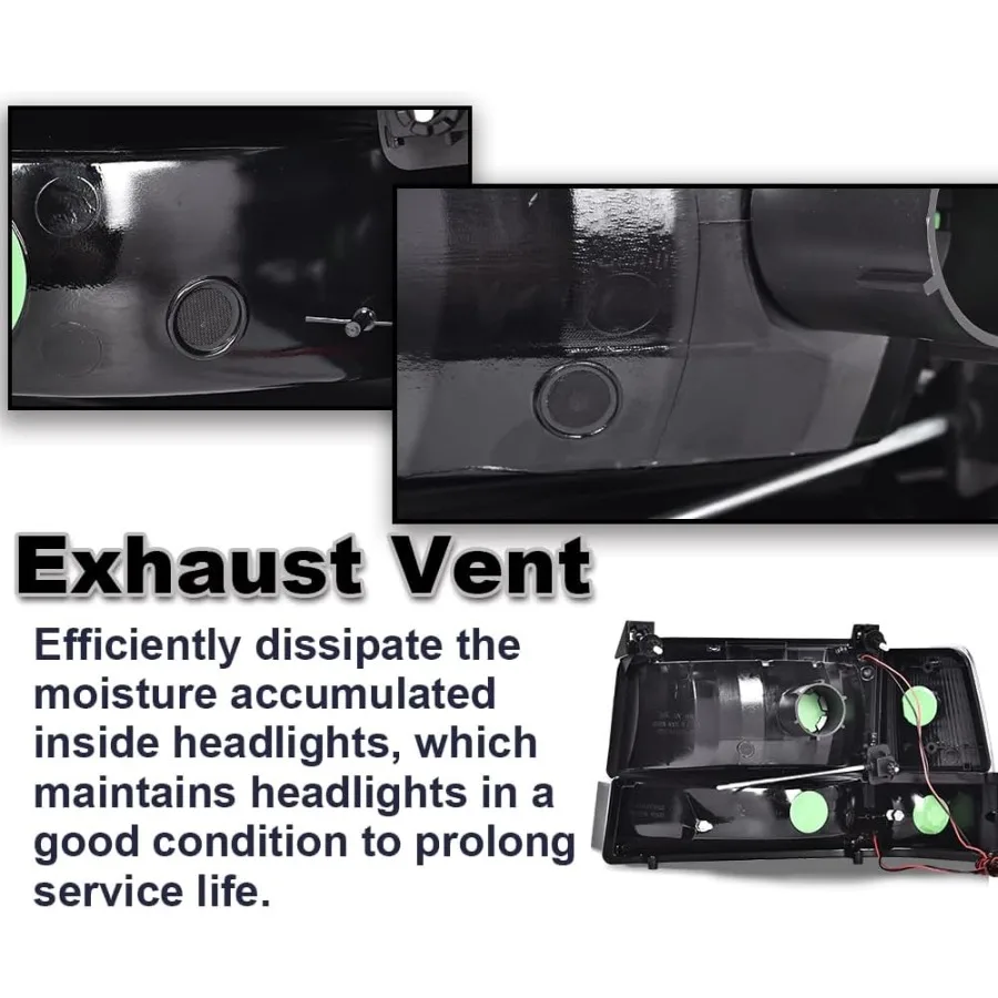 مجموعة المصابيح الأمامية LED DRL للمصابيح الأمامية الأمامية مع إشارة الزاوية لسيارة Ford F150 Bronco F250 F350 19921997 المركبات Clear Le #5