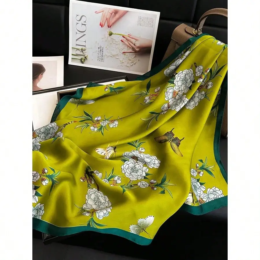 

1pc100% Mulberry Silk Scarf Women's Satin Multifunctional Square Scarf 70X70cm - Headband Hair Ribbon Neckerchief Bandana