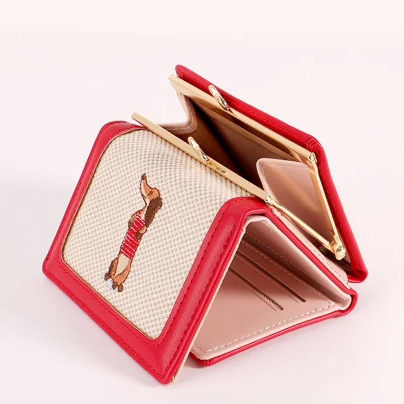 

PU leather folding multi-slot card bag for women,cute cartoon wallet,student coin purse female designer,billeteras para mujer