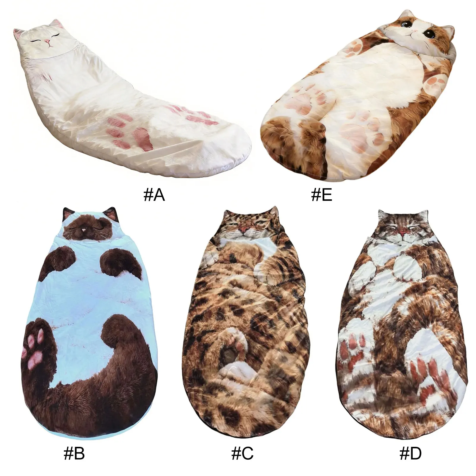 ぬいぐるみ猫型封筒型寝袋-689x315インチ-大人用キャンプ寝袋-旅行-アウトドア-キャンプ用