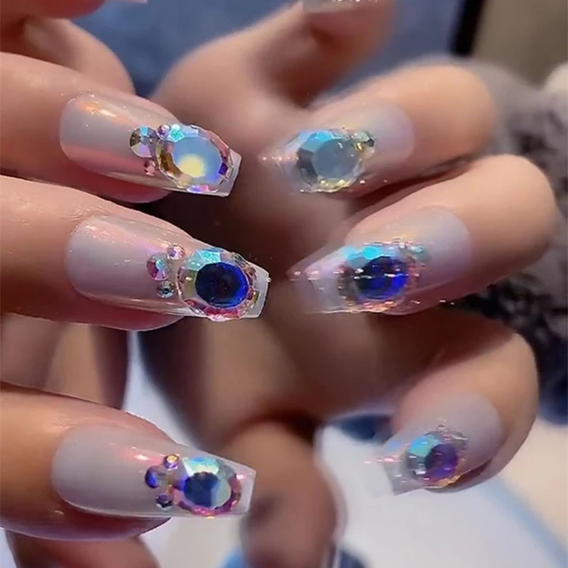 レースオーバルマジックミラーネイルアートラインストーン平底色ガラスクリスタル 3D マニキュア DIY 装飾アクセサリー