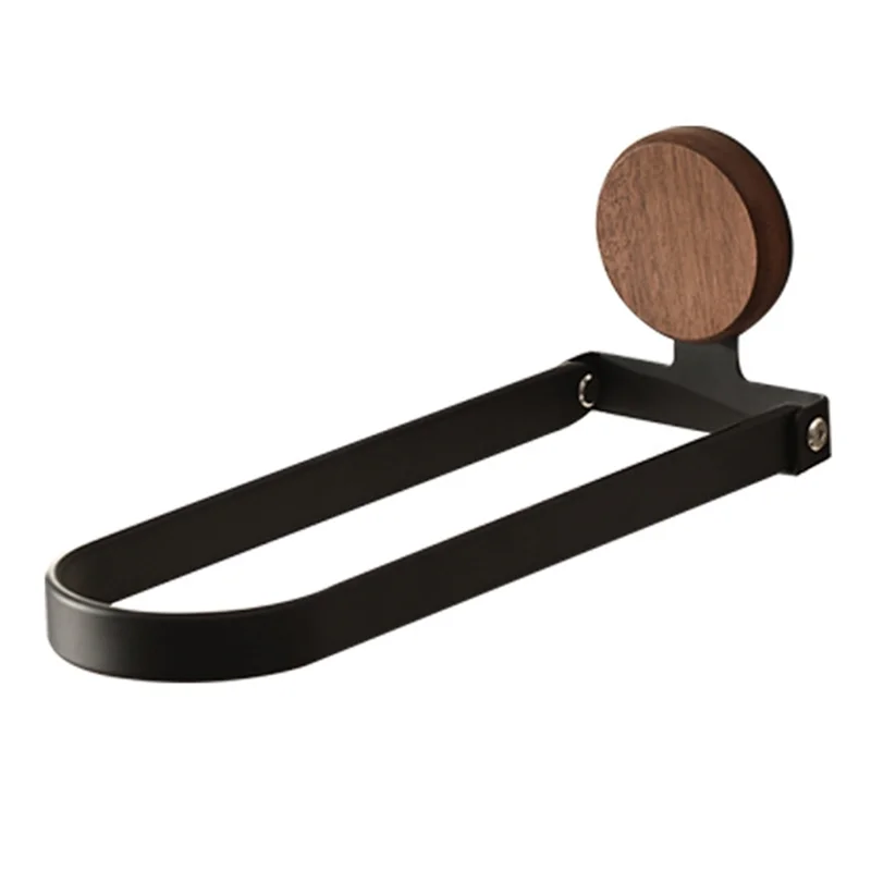 

AT43-Foldable Wall Mounted U-Shaped Bathroom Towel Rack In Walnut Wood 24X8x8cm Holder