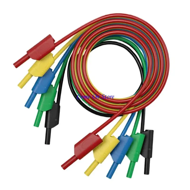 

M6CF, 5 шт., изолированные вилки типа «банан», набор тестовых шнуров, набор кабелей для мультиметра, 1 метр, штабелируемый шнур