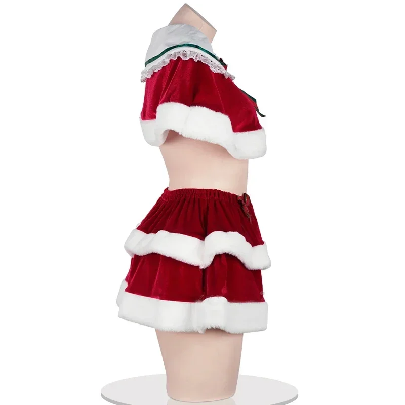 Christmas Uniform Cute Girl Santa Claus Dress Outfits Cosplay Costume Xmas Top Skirt Gloves Clothes New Year Role Play Underwear