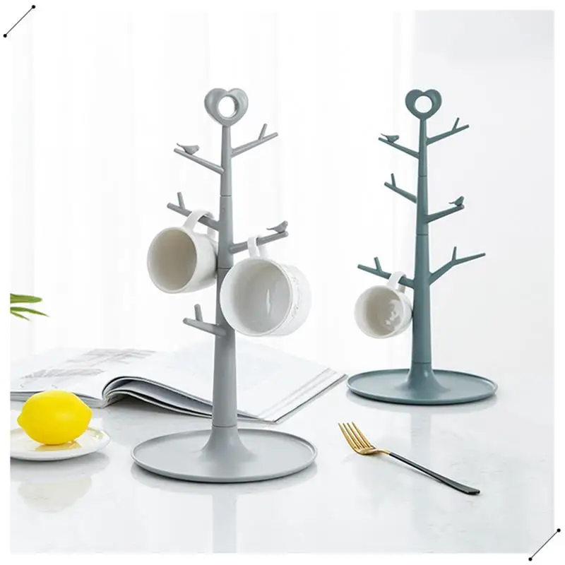 Mug Rack Shelf Cup Coffee Rack Tree-Shaped Drying Storage Rack Tea Drain Rack Storage Kitchen Display Countertop Rack