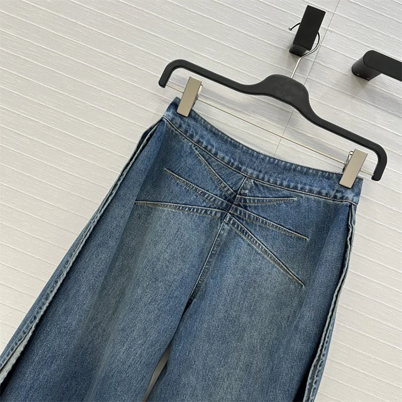 Damenjeans Neue hoch taillierte Slim-Fit-Damenhosen für den Herbst 2025, Retro-Hosen aus reiner Baumwolle mit weitem Bein, Y2K-Denim-Hosen