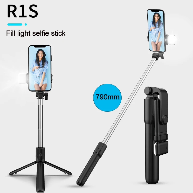 Wireless Bluetooth Selfie Stick Foldable Tripod with Fill Light Shutter Remote Control for  Android Smartphones Handheld Gimbal