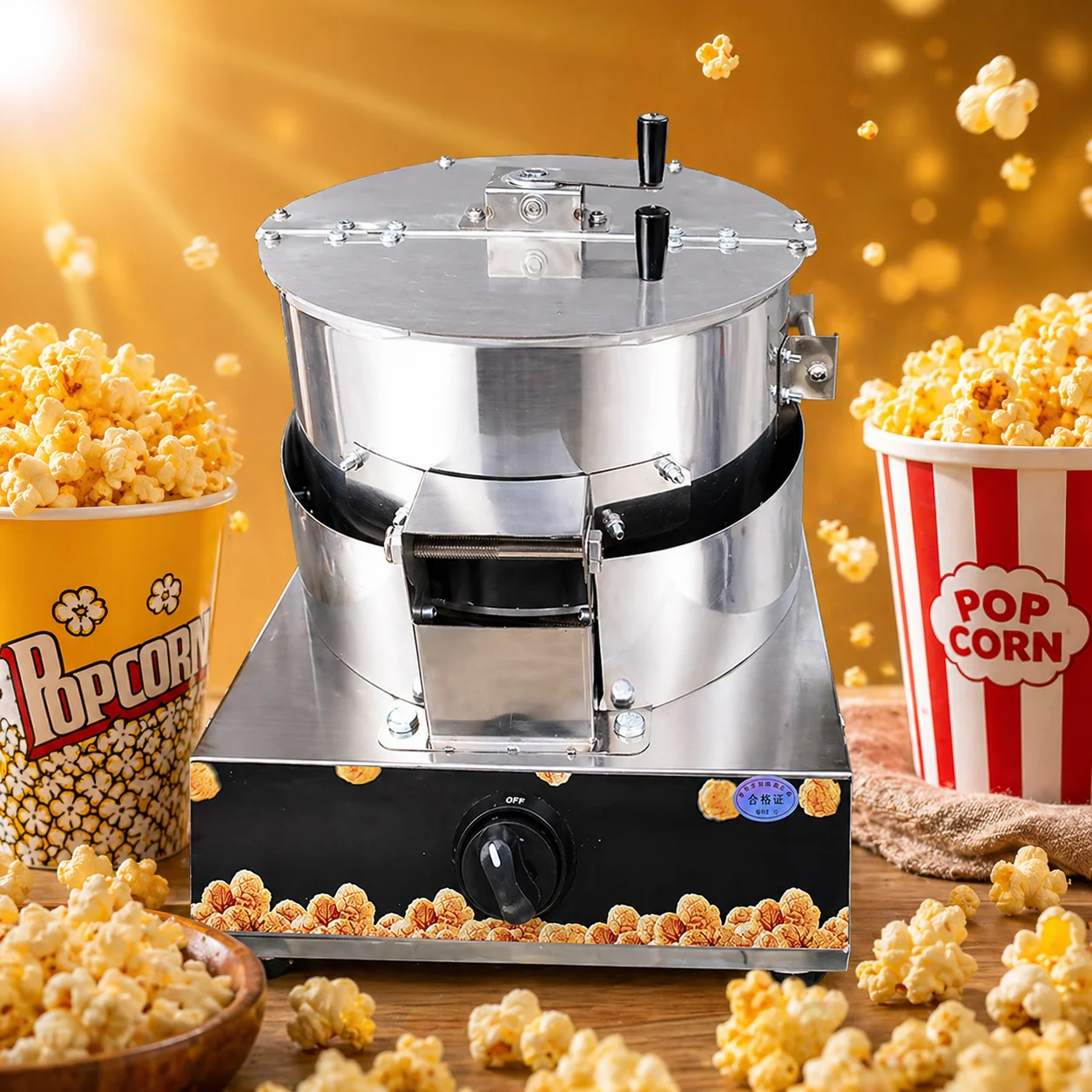Máquina Comercial de Palomitas de Maíz Tipo Hongo para Sobremesa, Mini Máquina de Palomitas con Sabor a Mantequilla Calentada a Gas
