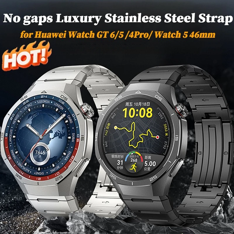 22mm Luxus Edelstahl-Armband für Huawei Watch GT 6Pro 46mm Smartwatch-Band Correa für Huawei GT5 GT4 Watch5 46mm Armband