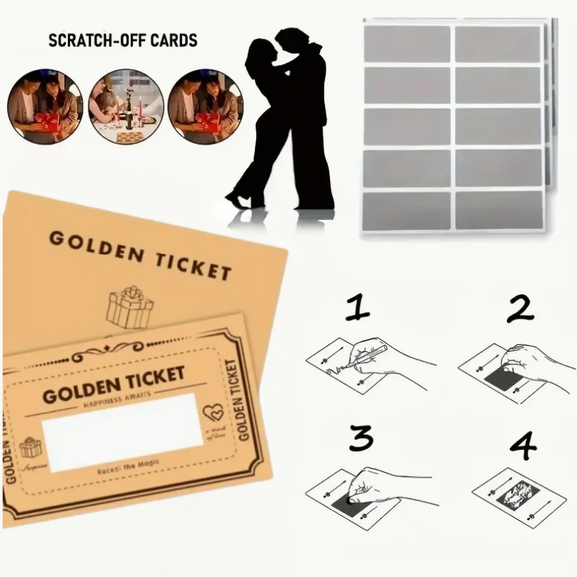 30-teiliges Set, Rubbelkarten-Set - Geschenkgutschein, DIY, Rubbel-Enthüllungen, Hochzeit/Geburtstag/Party, Valentinstag, Event-Lotterie – Detail 3