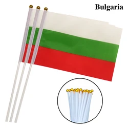 EOODLOVE 10/20/50 pieces 14 * 21cm Bulgarian hand-held plastic stick flag outdoor celebration event Bulgarian small flag