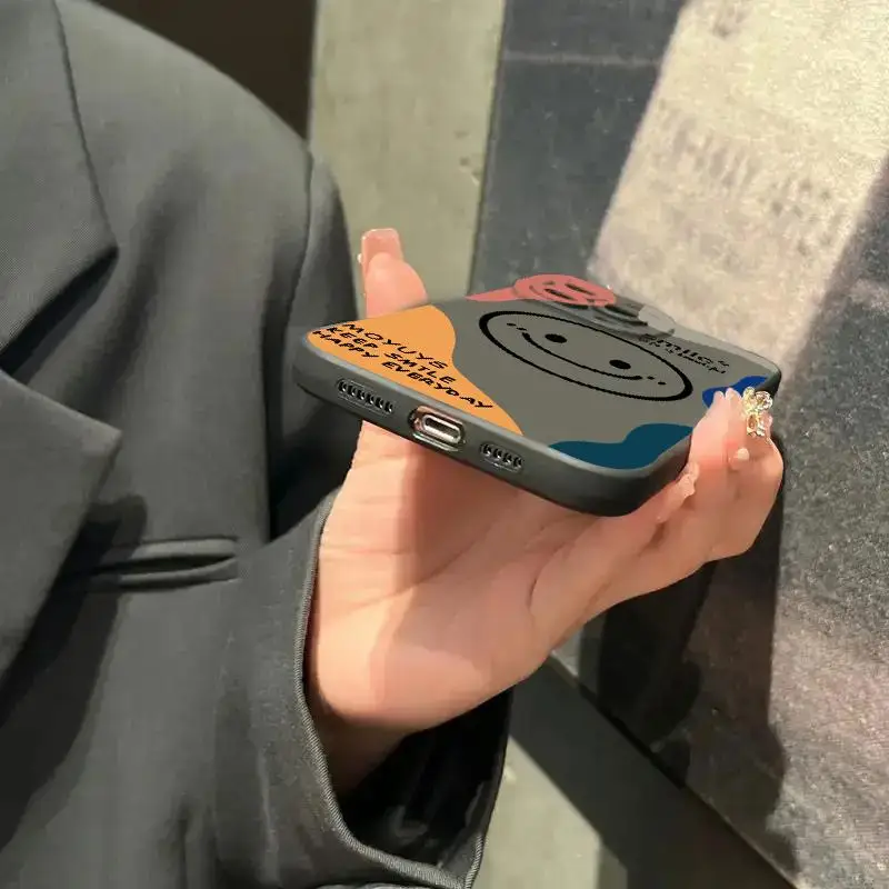 Coque de téléphone de luxe avec visage souriant, étui de protection antidérapant en TPU souple pour IPhone 16 Pro Max 15 14Plus 13 12 11 XR X/XS