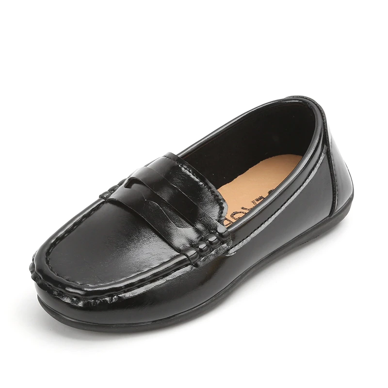 Boys Leather Shoes Kids Flats Soft Slip-on Loafers Classic Fashion Children's Formal Shoe Vintage School Black Shoe