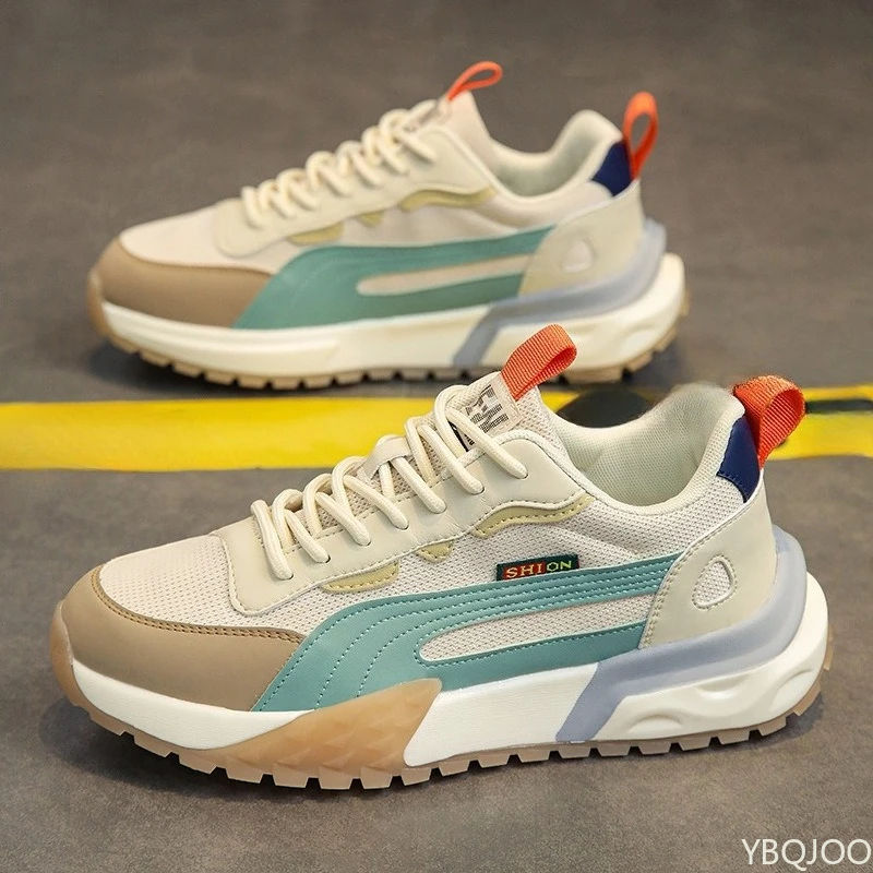 新しい春と秋のメンズメッシュカジュアル快適なスニーカー通気性のある軽量ランニングシューズファッショナブルな多用途メンズシューズ