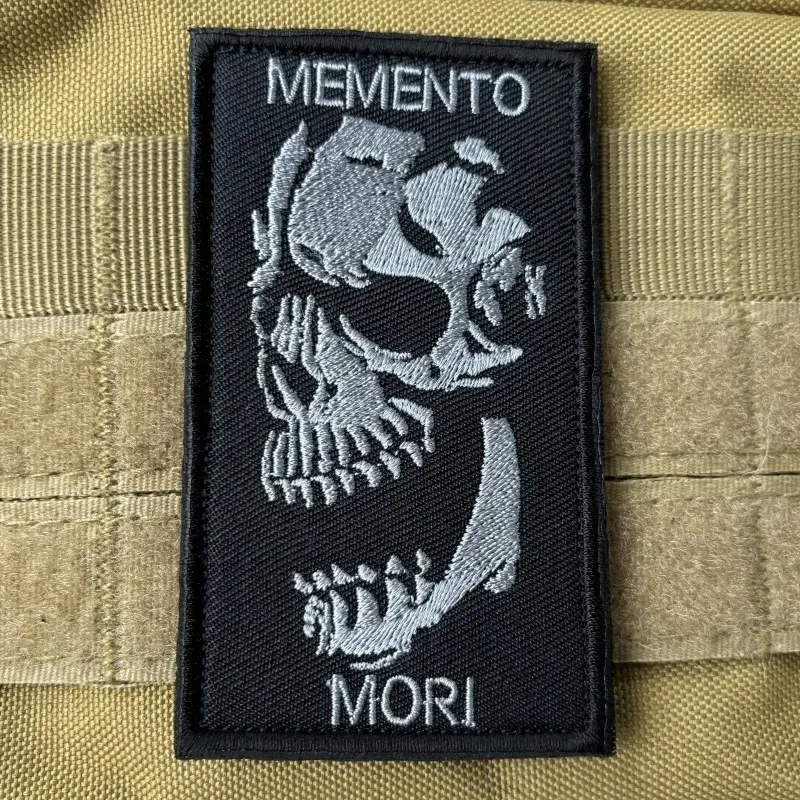 Memento Mori Skull Morale Badge Embroidered Patch for Clothing Military Outdoor Tactical Hook and Loop Backpack Stickers