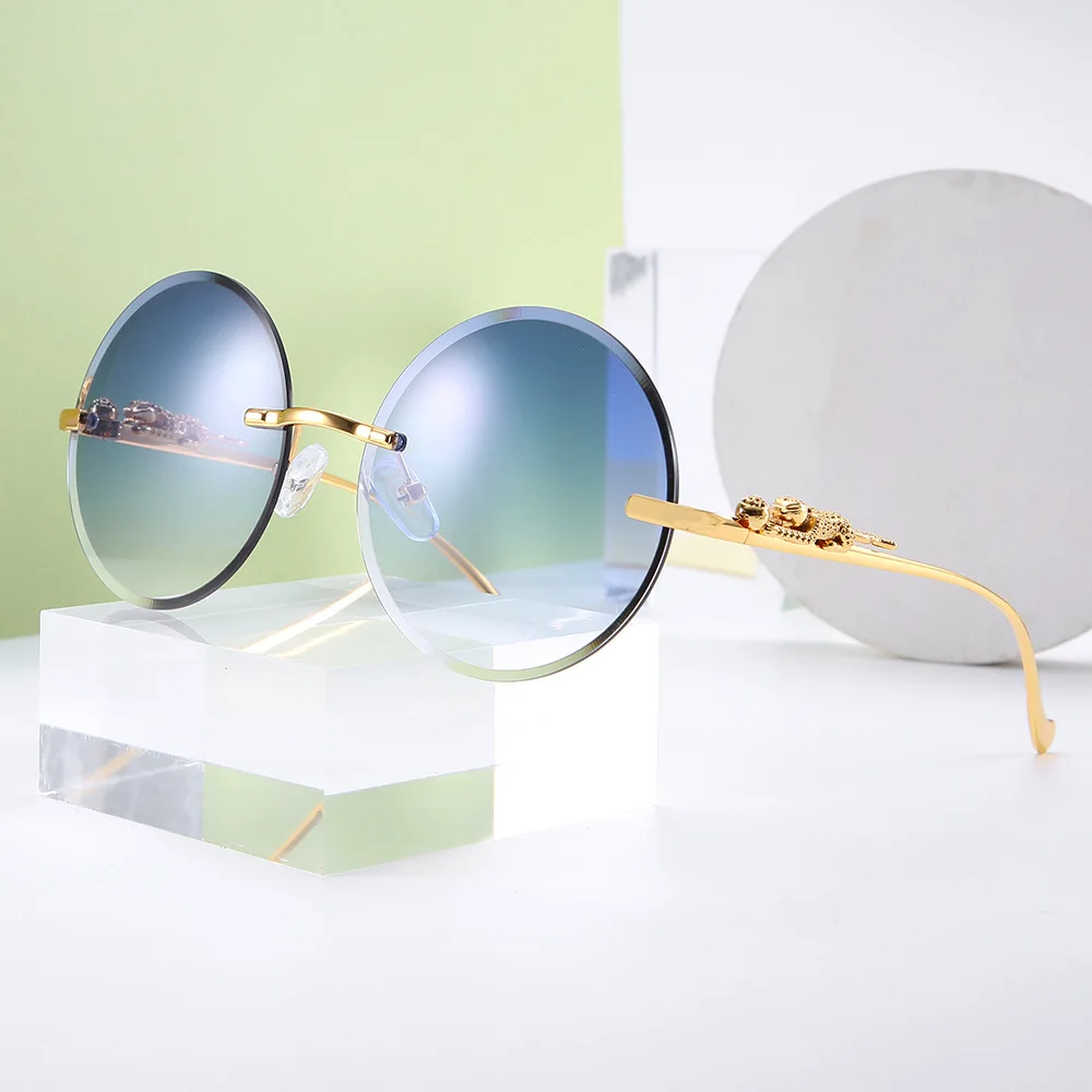 

New Style Fashion Sunglasses 2021 Cool New Rimless Round Face Shades Glasses Europ And America Fashion Decorative Sunglasses