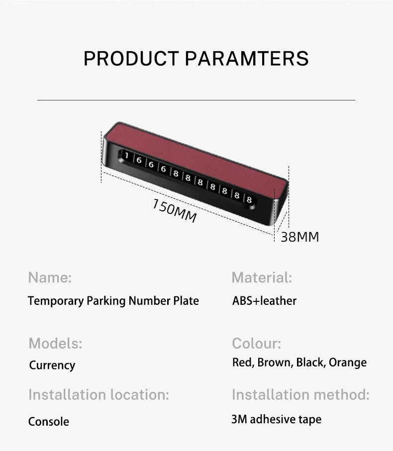 Placa de números de estacionamiento temporal para coche, pegatinas deslizantes ajustables para Porsche 911 Cayenne Carrera-GT 928 Panamera Boxster Macan 918