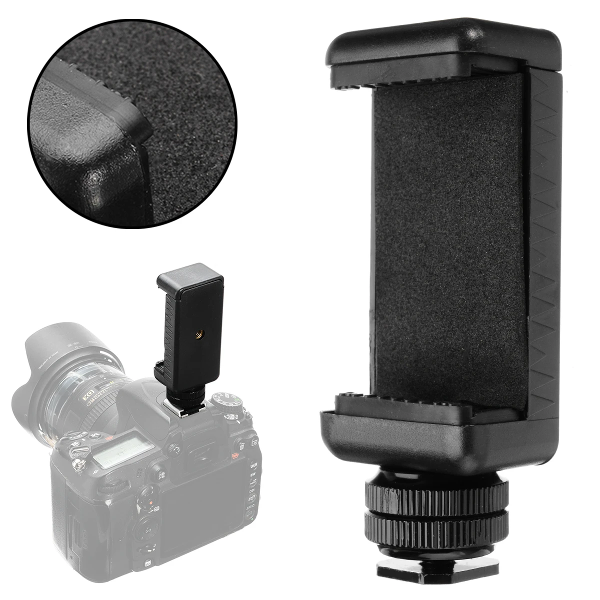 Universal Phone Clip Holder+ Hot Shoe Phone Holder Mount For DSLR Camera With 1/4