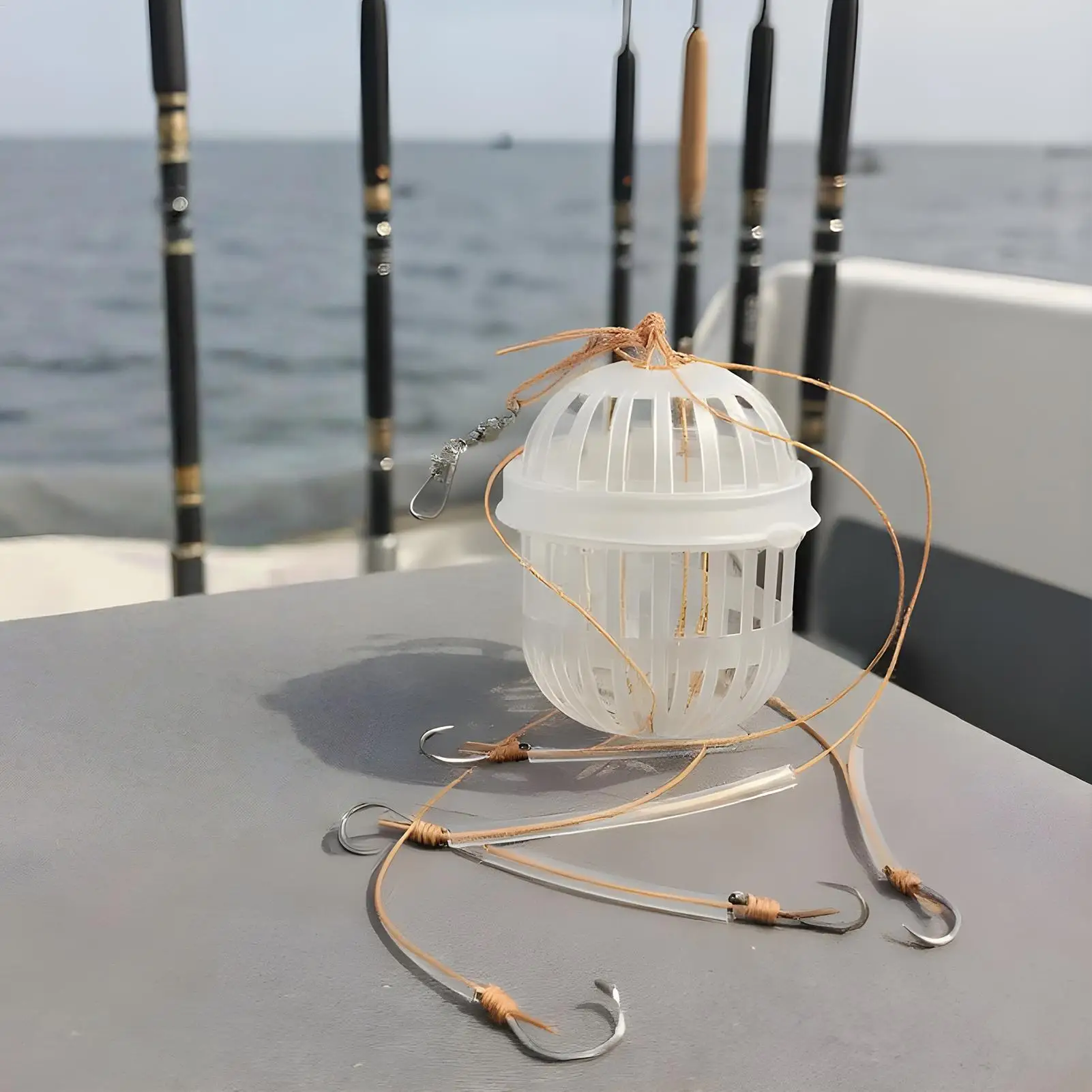 Soporte para cebo de cangrejo de alta resistencia, cesta alimentadora con 6 ganchos, trampa para cebo de pesca para Kayak, lago, río, agua dulce y salada