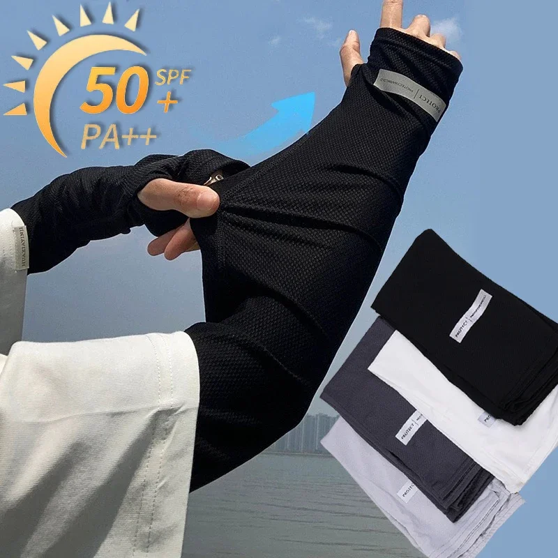 

UV Protection Ice Sleeves Men Women Summer Sun Protection Arm Sleeves Outdoor Cycling Driving Arm Sleeves Gloves Sweat Absorbent