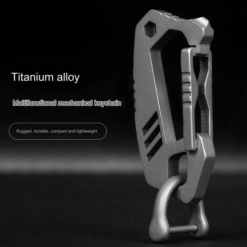 Fashion Creative EDC Titanium Alloy Mechanical Press Keychain Men\'s Super Light Waist Hanging Car Key Chain Key Ring Gifts