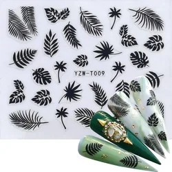 Nail Stickers for Manicure Nail Sticker Sliders For Nails Decal Self-adhesive Figures Transfer Black DIY Accessories Spring