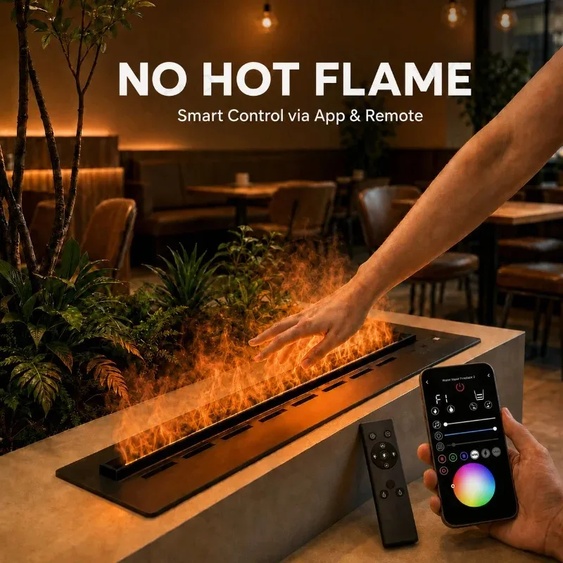 Water Vapor Electric Fireplace Smart Mist Fireplace with White Noise Crackling Audio and Multicolor Flame for Bedroom Lounge