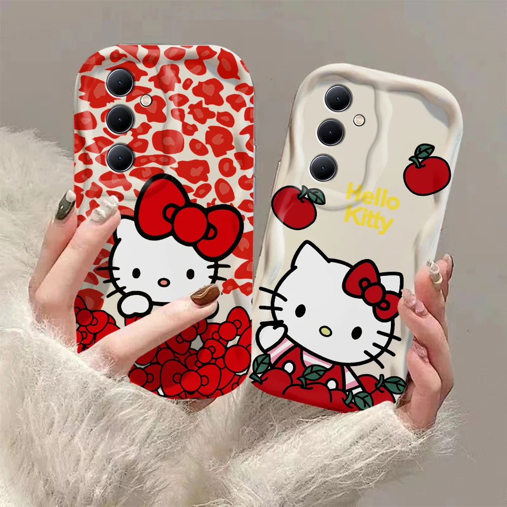 Sanrio Cartoon Hello Kitty 3D Wave Case For OPPO A98 A94 A93 A92 A79 A78 A76 A58 A57 A55 A38 A33 A17 A16 2020 4G 5G Back Cover