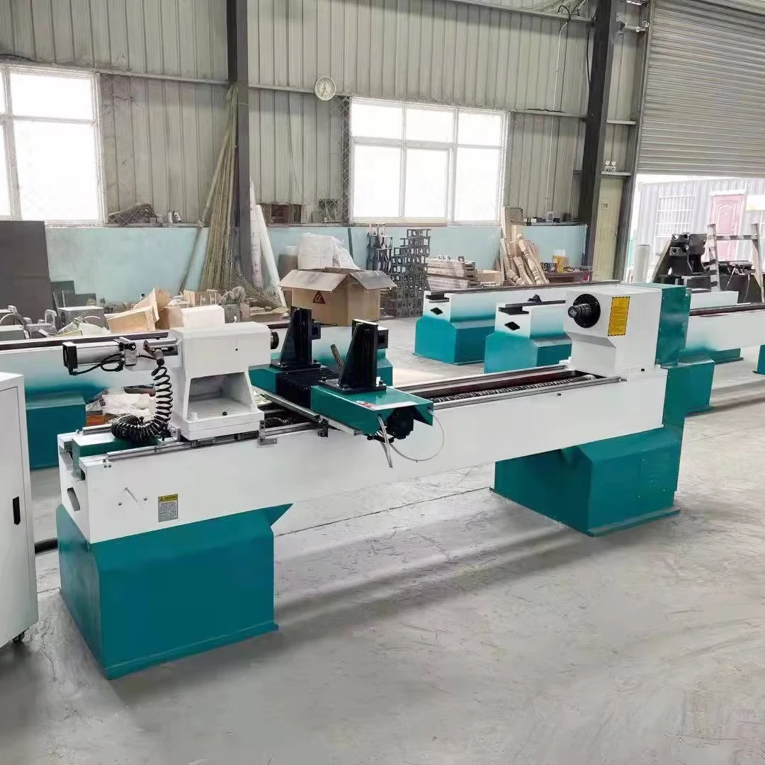 Auto Feeding Cnc Wood Lathe With Sanding Spindle For Making Wood Table Legs