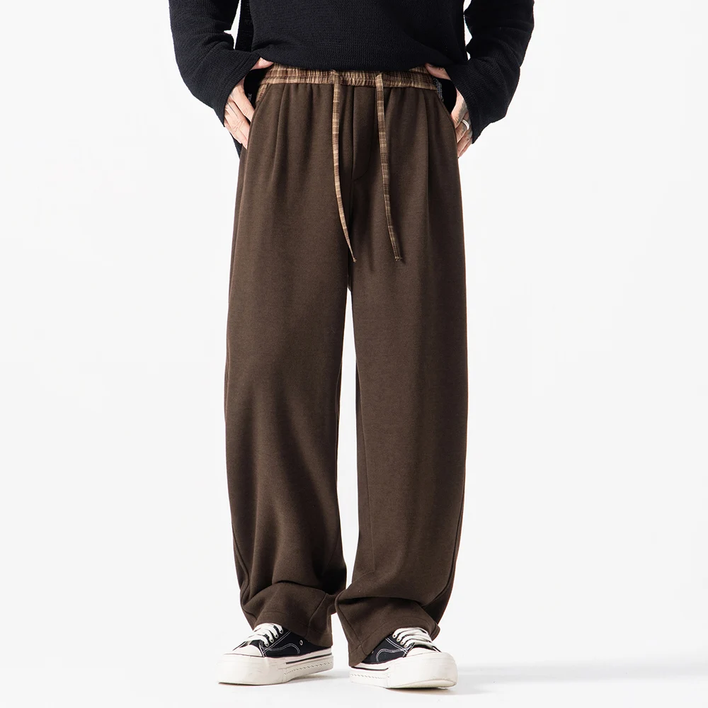 

Осень-зима, утепленные прямые брюки, мужская уличная одежда, модные свободные повседневные теплые спортивные мешковатые брюки, спортивные штаны, брюки унисекс