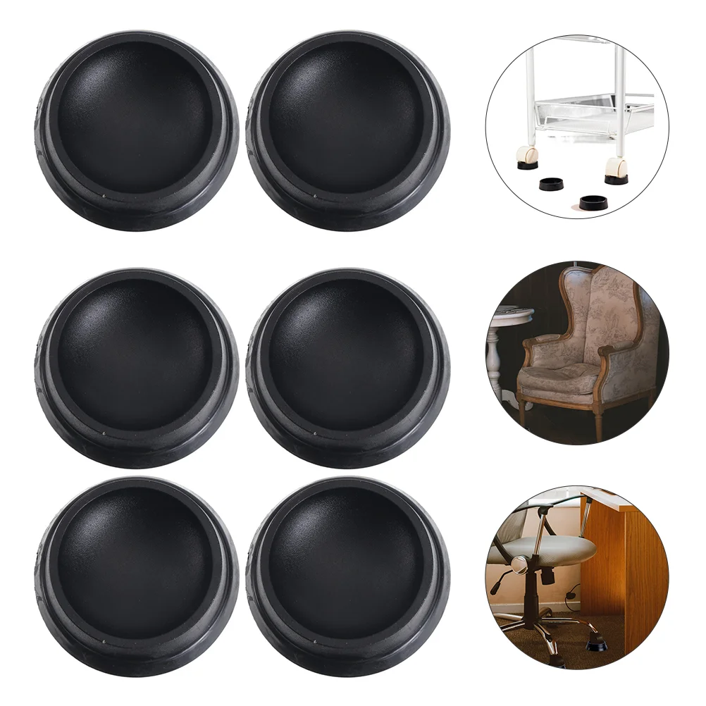 Wheel Stopper Roller Chair Mat, Circle Rug Móveis, Material de borracha macia, Floor Protector Pad, 6 Pcs