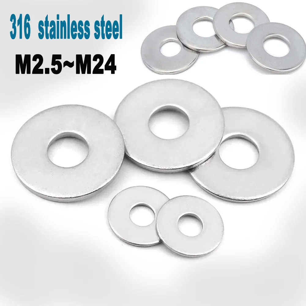 

1/10/50/100pcs M2.5 M3 M4 M5 M6 M8 M10 M12 M14 M16 GB96 A4 316 Stainless Steel Large Size Oversize Big Wider Flat Washer Gasket
