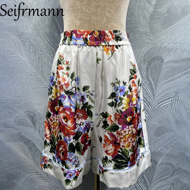 

Seifrmann 2026 Весенняя женская одежда: Новинка! Модные повседневные шелковые шорты с принтом и эластичным поясом