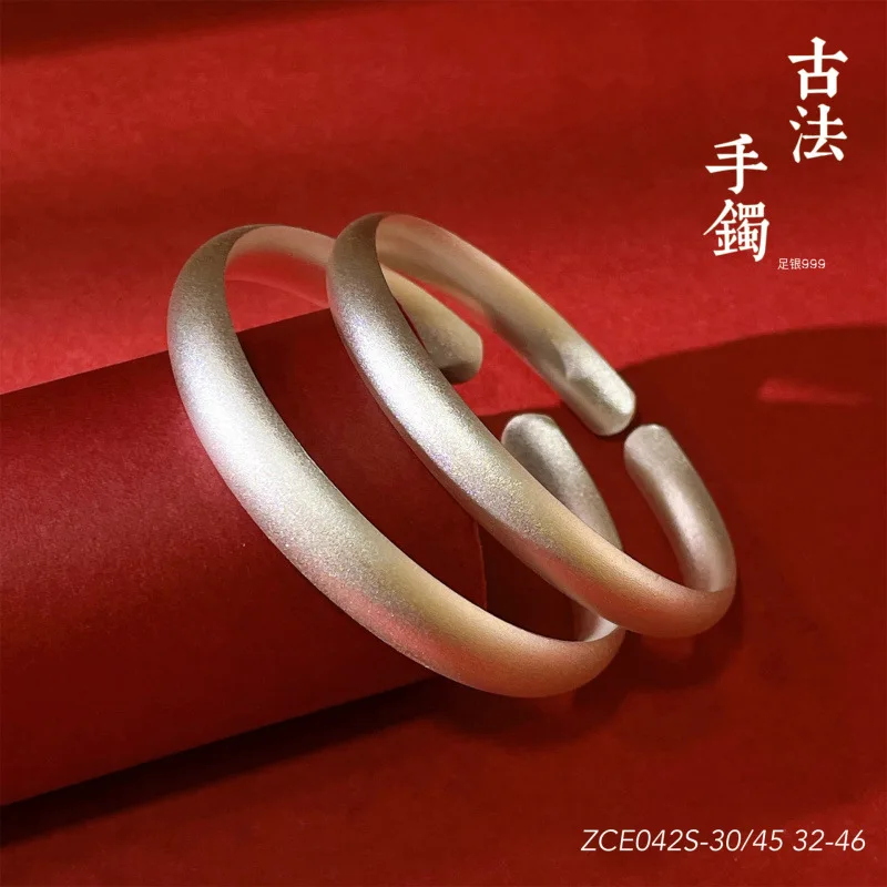 

999 Solid Ancient Method Inheritance Bracelet Style Simple Fashion Silver Bangle
