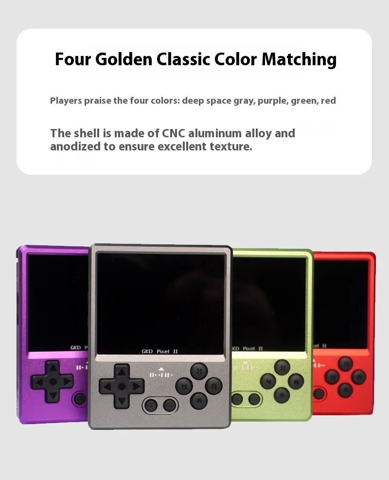 2025 New GKD Pixel2 Portable Handheld Game Console Retro Nostalgia Game Console Arcade Game Full Metal Body Cnc Birthday Gift