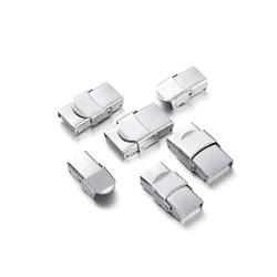 5pcs Stainless Steel Clasp For Leather Silicone Bracelet Crimp Jaw Hook Watch Band Clasp Connect Buckle For DIY Jewelry Making