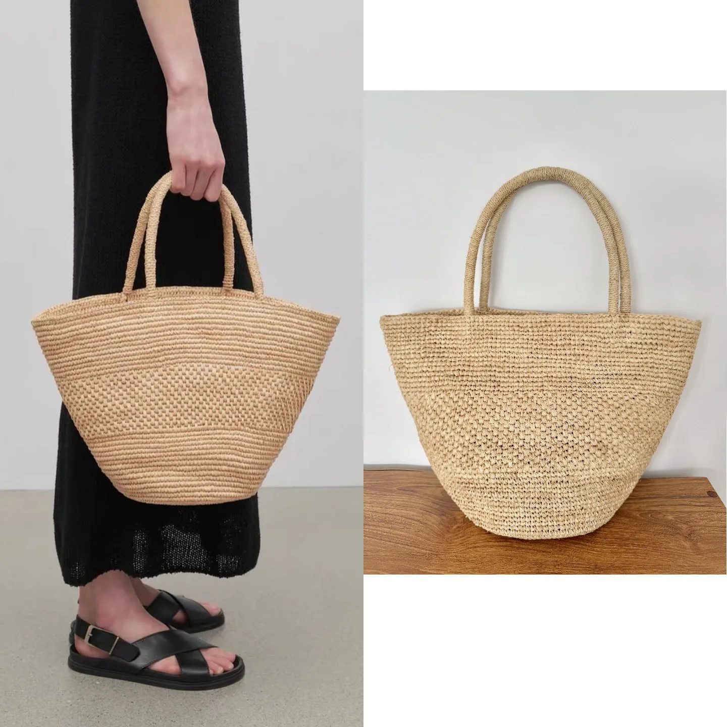

Straw Handmade Woven Bag for Women - Handmade Raffia Woven Tote Handbag, Summer Mesh Beach Purse for Vacation Holiday