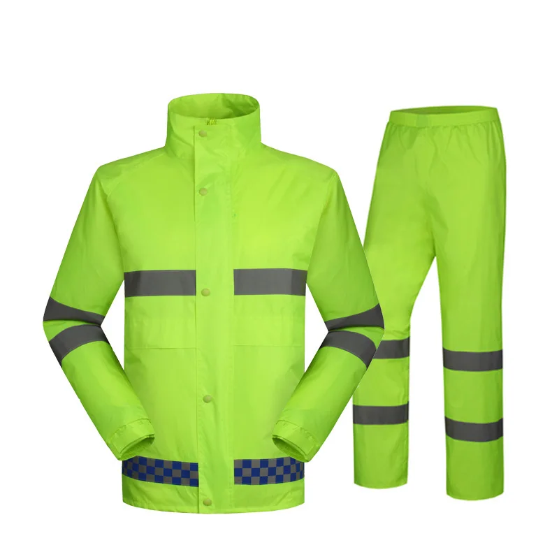 SPARDWEAR waterproof high visibility reflective jacket and pant fluorescent orange and yellow split raincoat