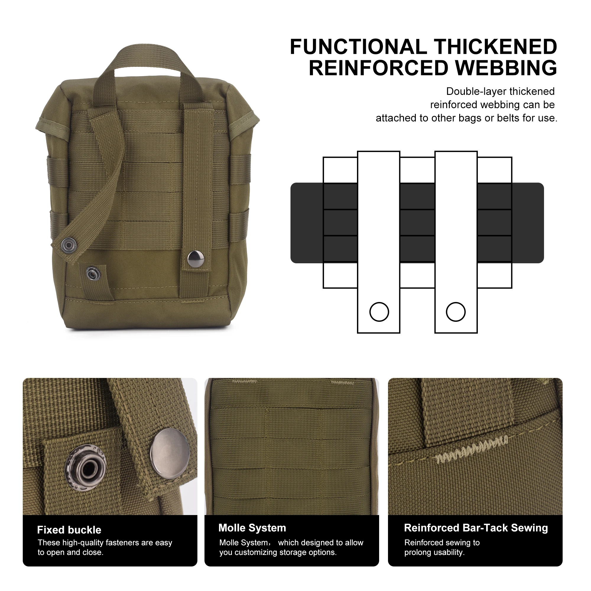 MARDINGTOP-Tactical Tool Pouch com Molle Sistema Webbing, Acessório Prático