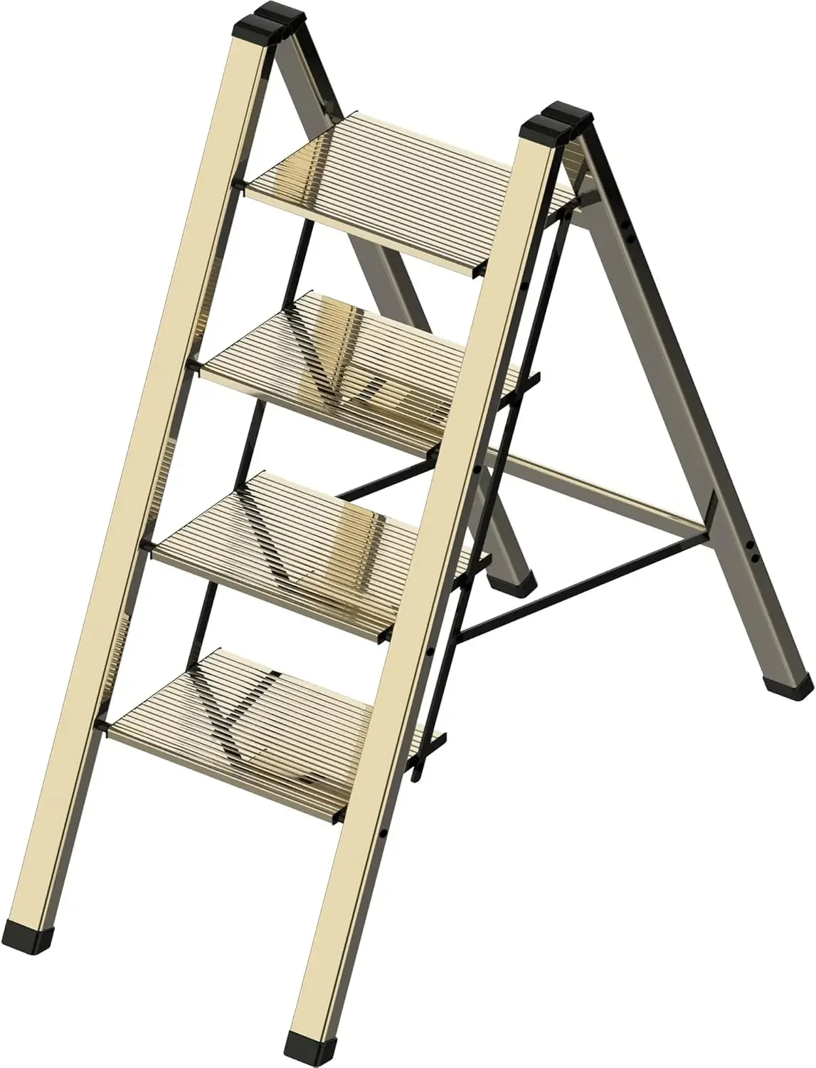 

4 Step Ladder, Portable Step Folding, Lightweight Step Ladder with Anti-Slip Pedal, Aluminum Indoor Ladder and Closet, Kitchen -