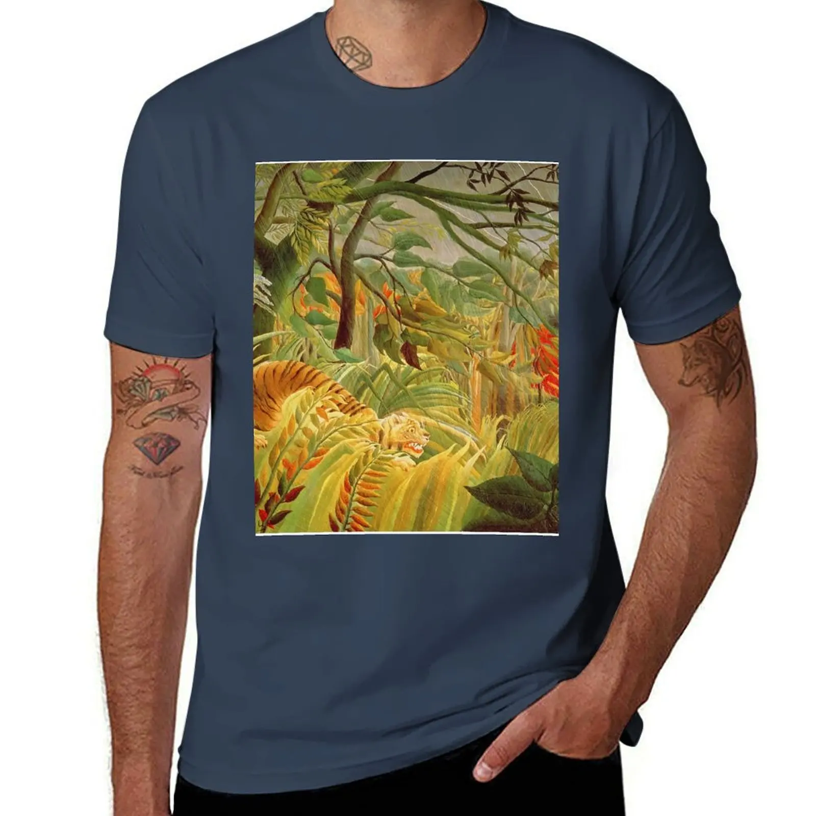 

Henri Rousseau - Tiger In A Tropical Storm (Surprised) T-Shirt t shirt man plain man t shirt summer T-Shirt