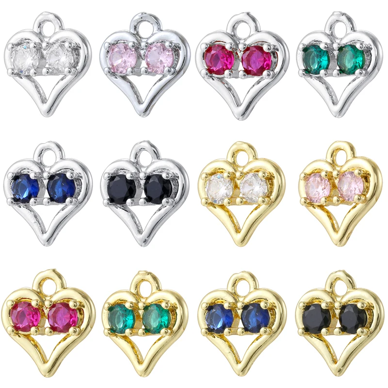 

ZHUKOU Heart-Shaped CZ Stone Pendant Ladies' Sweet and Romantic Jewellery Making Accessories:VD2120