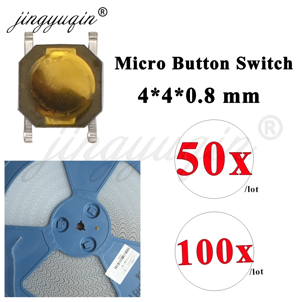 50/100pcs 4*4*0.8mm Car Remote Control Key Microswitch Buttons Touch Tactile Push Button Switches Tact 4 Pin Micro Switch SMD