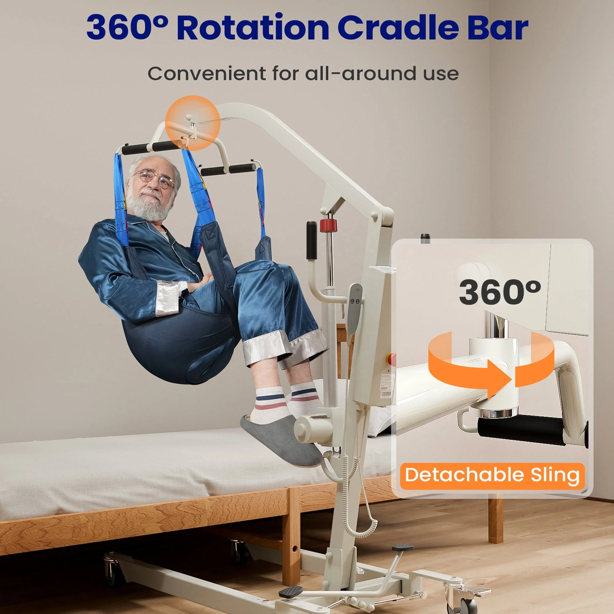 Electric Transfer Lift Adjustable Mobility Chair With Sling 400LBS Hydraulic Patient Lifting Device For Seniors Bed Chair Use