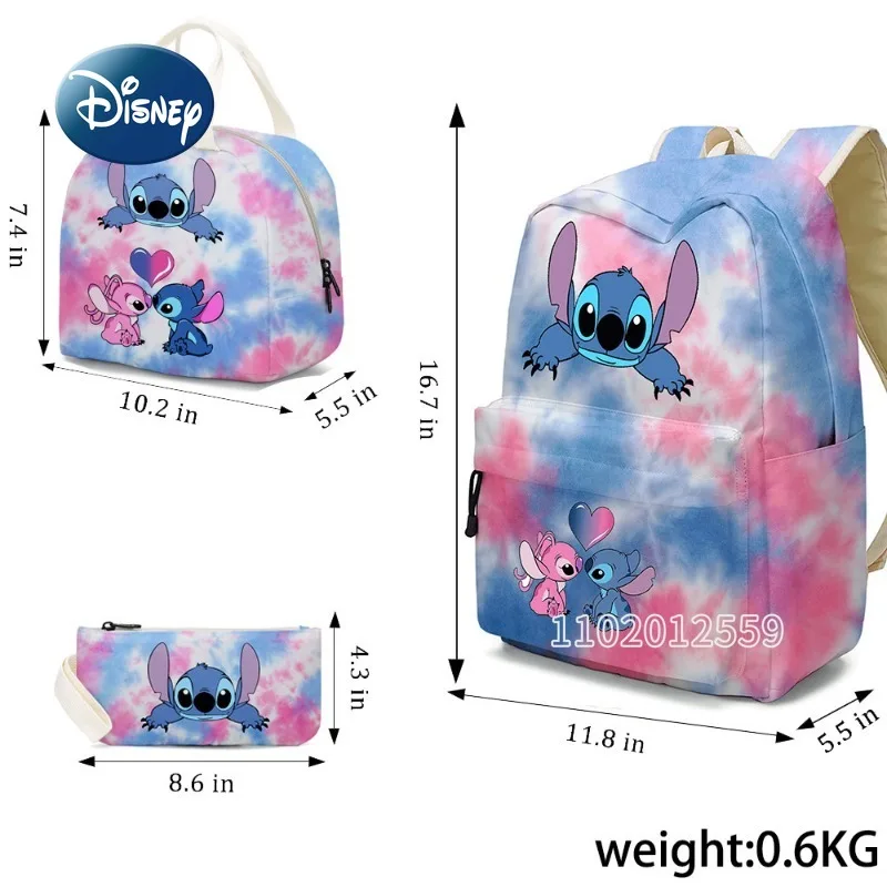 Disney Stitch New Children's Schoolbag Luxury Brand Fashion Children's Backpack Cartoon Multi Functional 3-piece Set Schoolbag